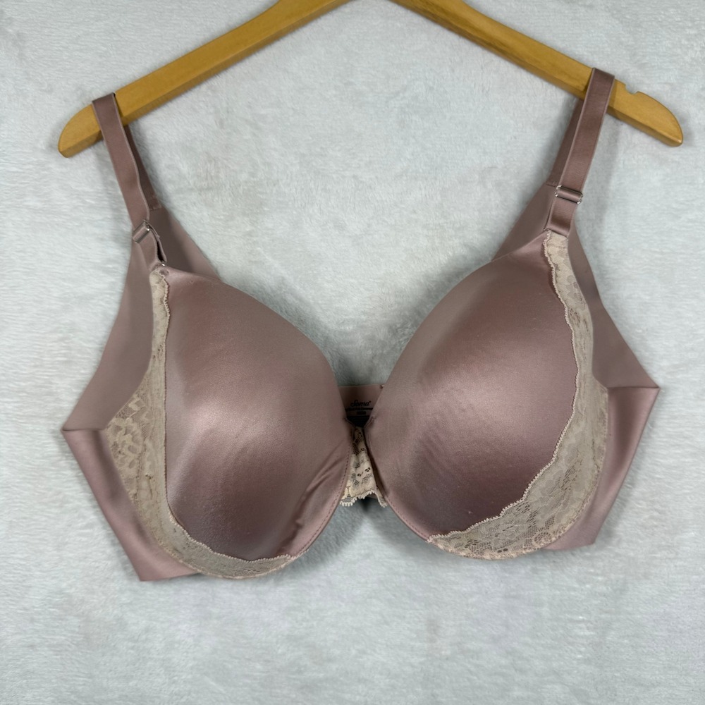 Soma Vanishing Back Full Coverage Lace Trim Bra 38DD Rose Dust Mauve 082001